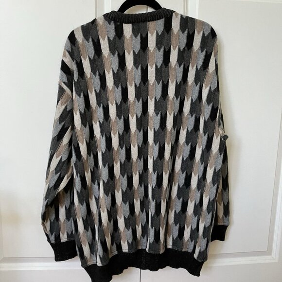 Vintage Cooper Sweater Mens XXL Chevron Geometric Biggie Rap Knit Made in Canada - Picture 6 of 9